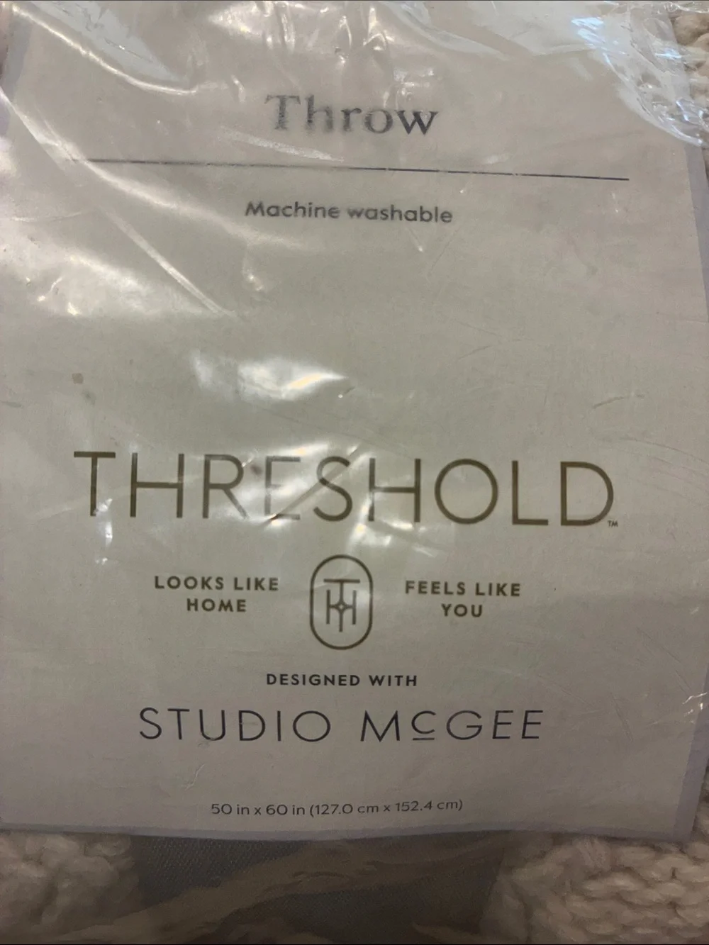 Studio McGee Knit Throw Blanket Cream with Fringe